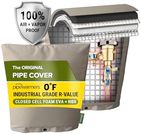 The Original Winter Pipe Insulation Cover (0˚F) - Extra-Thick EVA+NBR (UV-Coated) Insulated Backflow Preventer Freeze Protection, Pump Cover, Sprinkler/Well/Valve Head Cover - (14" W X 18" H) by PipeWarmers