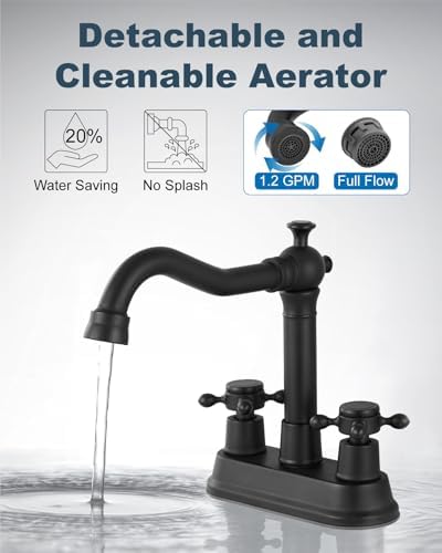 Aolemi 4 Inch Centerset Bathroom Sink Faucet 2 Handle Matte Black - Image 3