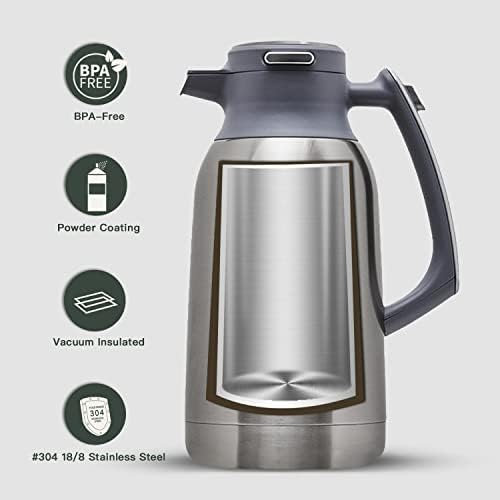 IDEUS Thermal Coffee Carafe 68oz, Beverage Dispenser Metallic - Image 3