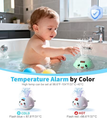 Pircaath Baby Bath Toy Sprinkler with Thermometer, Temp Alarm & Backlit - Image 3