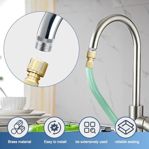 2 Pack Faucet to Hose Adapter with Aerator, Sink to Garden Hose Adapter, Faucet Adapter to Garden Hose for Kitchen and Bathroom, Hose Attachment to Sink, 3/4" GHT Thread Chrome - Image 4
