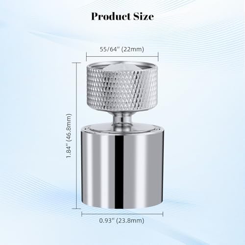 Hibbent Dual-function Metal Faucet Aerator, 2-Flow Big Angle Rotate Kitchen Sink Aerator 360 Degree Swivel Sink Sprayer Attachment, 55/64 Inch Female Thread, Chrome - Image 4