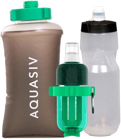 Gravity Water Filter Kit - HFM Carbon & Pre Filter, Portable Squeeze Pouch - Reliable Camping & Hiking by AQUASIV