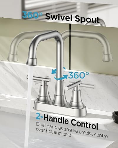 FORIOUS 2 Hole Brushed Nickel Centerset Bathroom Faucet 4 Inch for RV Sink - Image 4