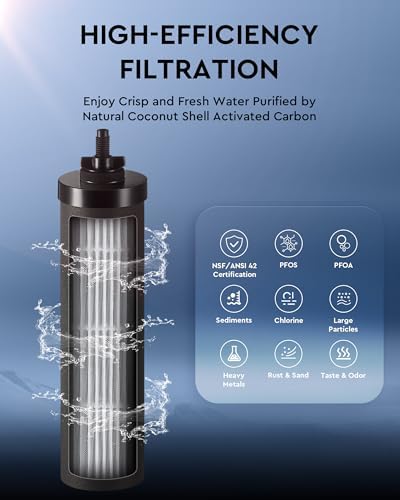 2.25 Gal Gravity Water Filter System - Countertop Stainless Steel Countertop Water Filtration System, Gravity Water Purifier with 2 Carbon Filters NSF/ANSI 42 Certification - Image 3