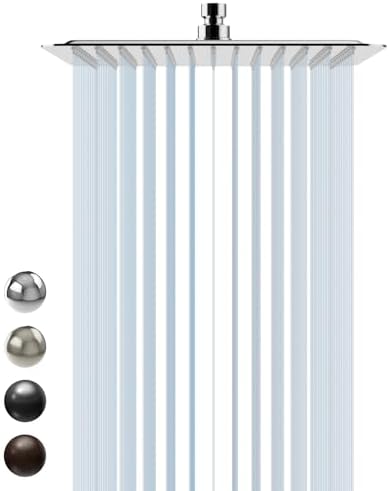 SR SUN RISE Luxury 12 Inch Large Square Stainless Steel Shower Head High Pressure Rainfall Showerhead Ultra Thin Water Saving Polished Chrome by SRSUNRISE