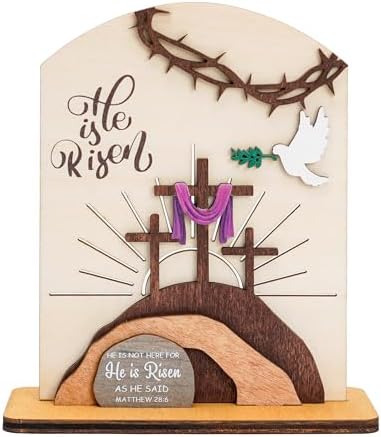 He Is Risen Easter Resurrection Decor - Easter decorations for home - Empty tomb Religious resurrection set decoration for table, desk, home, Religious easter decorations - Image 6