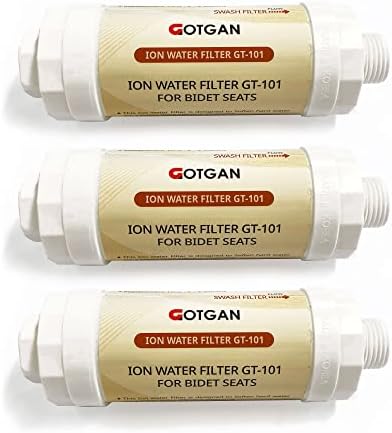 Bidet Ion Filter Replacement – Advanced Water Filter for Bidet Toilet, Shower, Sink - Bidet Seat Water Filter for ½-inch Water Hose – No Tool Installation – 4-6 Month Replacement - 3 Pieces by GOTGAN