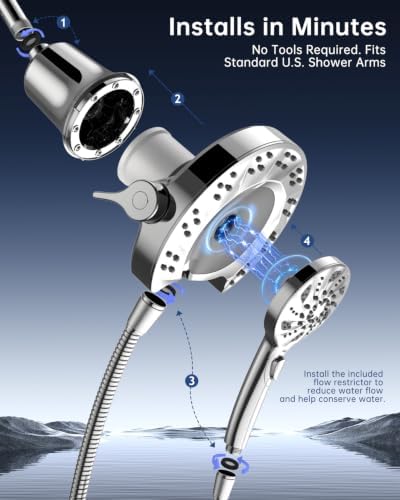 Filtered Shower Head with Handheld Combo, High Pressure Showerhead,Magnetic - Image 7