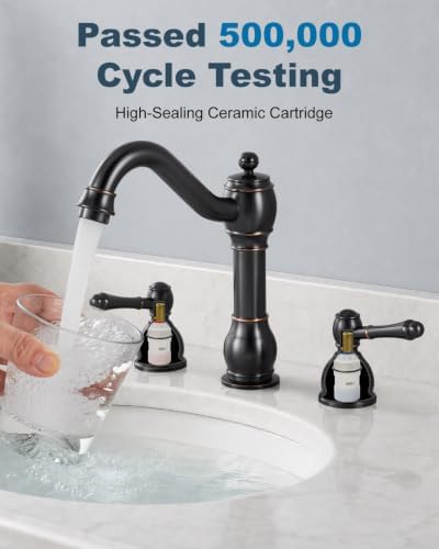 Aolemi Widespread Bathroom Sink Faucet 3 Hole Metal Lever Oil Rubbed Bronze - Image 6