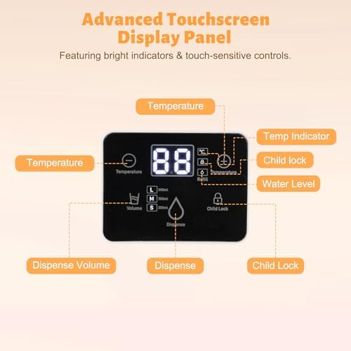 1500W Instant Hot Water Dispenser, 3L/0.79gal Instant Hot Water Dispenser Filter, Desktop Electric Water Dispenser w/Smart Touch Screen&Child Lock for Office, Bedroom, Kitchen, ALW-HT18, White - Image 6