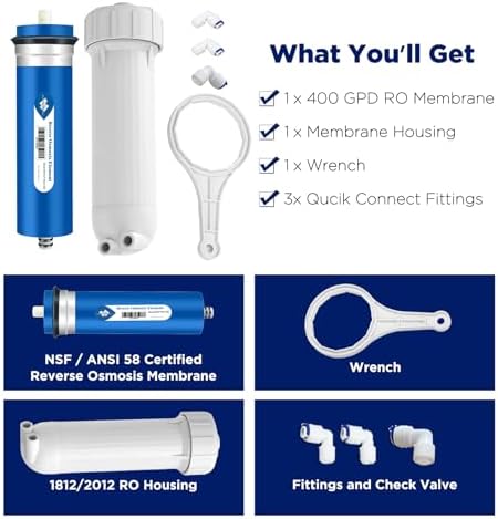 Membrane Solutions 400 GPD RO Membrane and 3012 Housing Kit - Image 2