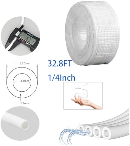 Water Line Kit, 1/4” O.D. Water Tubing 32.8FT for R.O. System and ice Maker with 12-PCS Quick Connect and Tubing Cutter - Image 2