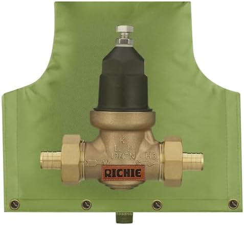 Backflow Preventer Insulated Cover (5°F) for Winter Freeze Protection, 14"W x 13"H Thickened Pressure Reducing Value & Well Pump Cover, Outdoor Waterproof Insulation Pouch for Sprinkler Valve, Green by RICHIE