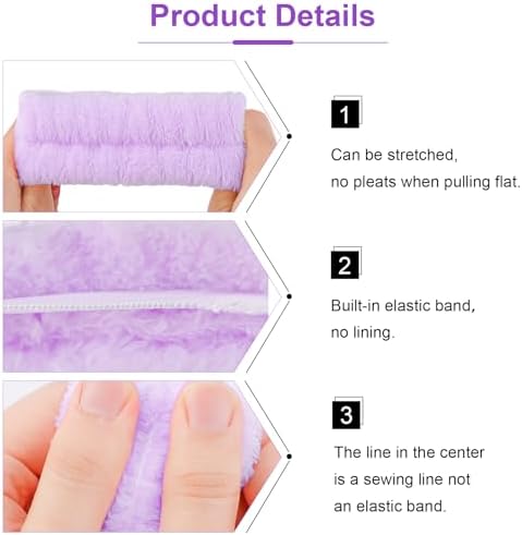 VELSCRUN 6 Pack Spa Headband, Makeup Headband, Face Wash Headbands, Skincare Headbands, Purple Sponge Hair Band Bow Tie Spa Head Band for Washing Face Wristband Set Hair Accessories for Women Gifts - Image 5