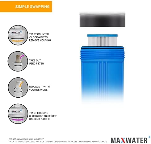 Max Water 10 Micron 10 x 4.5 Pleated Sediment Water Filter, Washable Replacement Cartridge for 10" BB Whole House Systems Compatible with R50-BBSA, FXHSC, WFHDC3001, W50PEHD, GXWH40L (4 Pack) - Image 7