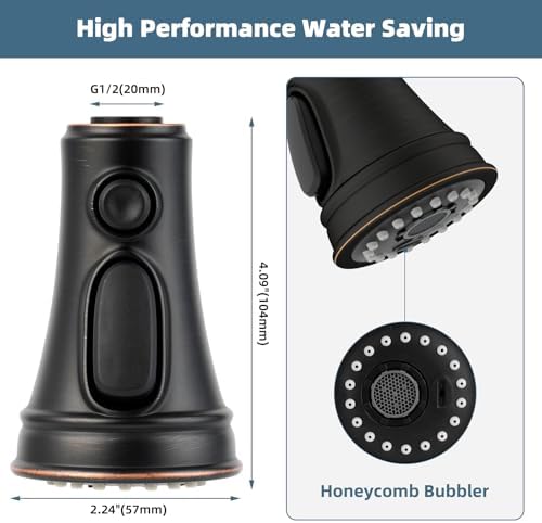 Universal Kitchen Faucet Sprayer Head 3-Mode, 15 Adapter, Oil Rubbed Bronze - Image 3