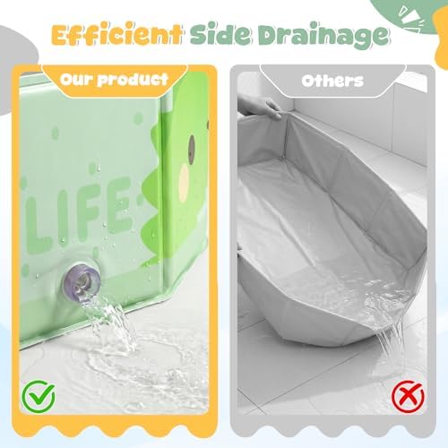 Orzbow Portable Toddler Bathtub with Temperature Sticker & Side Drain Plug - Image 6