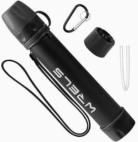 WRELS Water Filter Straw,NSF & SGS Certified Personal Portable Filter for Camping Hiking Survival,Outdoor Water Filter with Carabiner & Extension Tube – Emergency Water Filtration System by WRELS