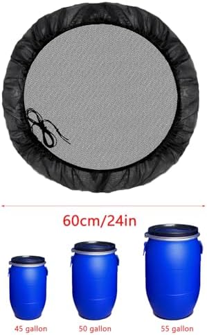 2 Pack Rain Barrel Mesh Cover with Drawstring Rain Water Barrel Screen Filter Protective Top Covers for Rain Water Collection Barrel Outdoor Rainwater Collection System Portable Water Tank - Image 2