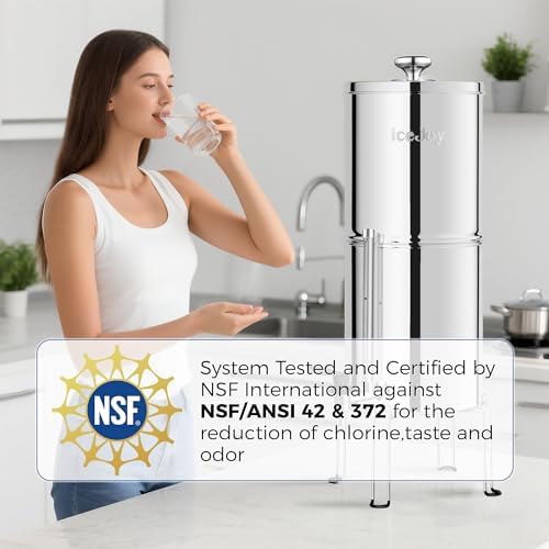 IceJoy Ultra-Filtration Gravity Water Filter System, Stainless Steel Countertop Purifier, NSF/ANSI 42 Certified, 2.25G Carbon Block - Image 2