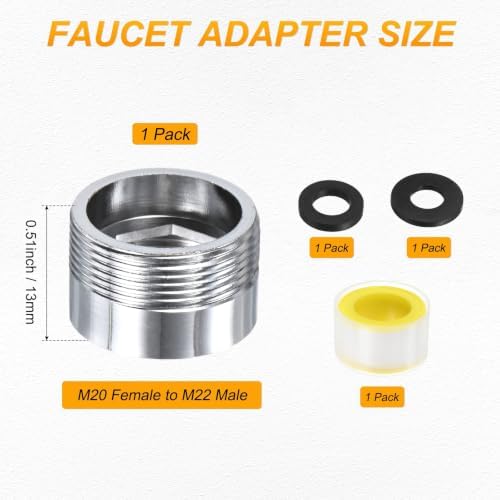 M METERXITY 1-Pack Faucet Adapter, M20 Female to M22 Male, for Kitchen - Image 3