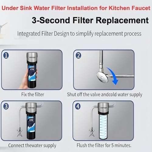 Vortopt Q7 19000 Gallon Sink Water Filter, Reduces Chlorine, Lead, Black - Image 7