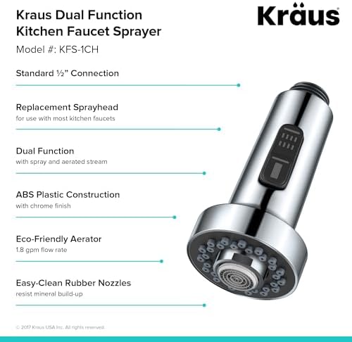 Kraus KFS-1CH Dual Function Kitchen Faucet Sprayer, Chrome - Image 2