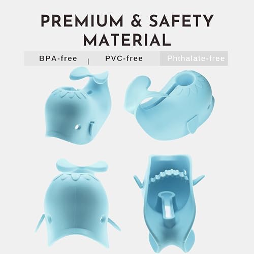 Bath Spout Cover for Bathtub,Baby Shower Protector Cover A Fun Way to Protects Baby from Bumping Head During Bathing Time Cute Soft Whale Design Making for Enjoyable Safe Baths (Mint Blue) - Image 2