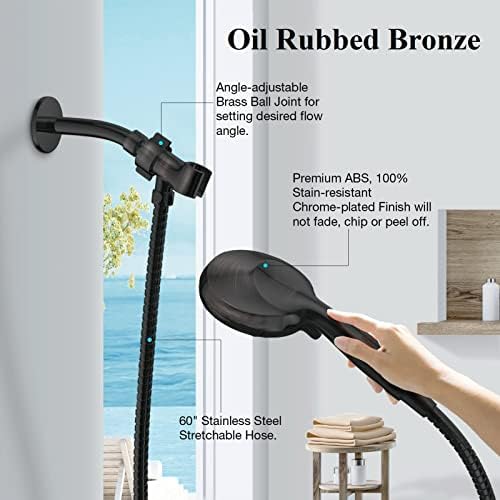 ORB High Pressure Shower Head with Handheld - Multifunctional High Flow Rain Showerhead with Extra 60" Long Hose and Adjustable Overhead Holder - Es la mejor regaderas para ducha (Oil Rubbed Bronze) - Image 3