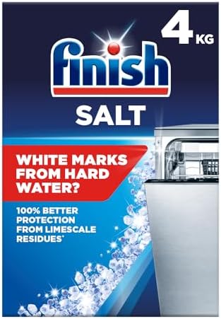 Finish, Dishwasher Salt, 4kg, Prevents Limescale and White Residue, Effective against Hard Water, For Cleaner and Shinier Dishes vs Dishwasher tablets alone by Finish