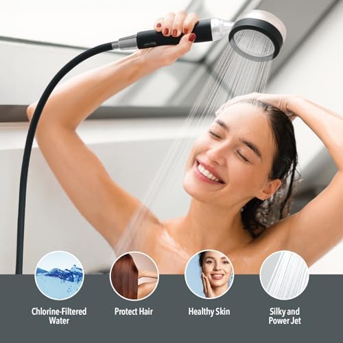 Barumi Pluo Handheld Filtered Shower Head - Black Finish | Vitamin C Filter for Healthy Skin & Hair | High Pressure Soft Spray | Dual Filtration Removes Chlorine & Impurities | Gentle Shower for Pets - Image 3