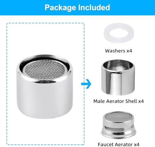 4-Pack Stainless Steel Faucet Aerator, 55/64" Female Faucet Adapter, Chrome - Image 6