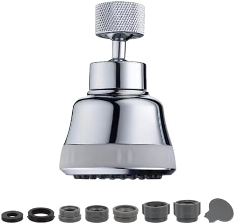 Faucet Aerator Faucet Sprayer Attachment, Kitchen Faucet Head Replacement with 4 Spray Modes, 360° Swivel Faucet Extender Anti-Splash Sink Sprayer Faucet Nozzle Head (Diamond, Silver) by TXYGZ