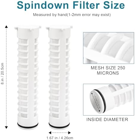 1-1/2 Inch 250 Mesh Spin Down Filters for Rusco Vu Flow, 8" Long Spin Down Sediment Filter Screen for Well Water and Sprinkler Irrigation (FS-1-1/2-250) - 2 Pack - Image 3