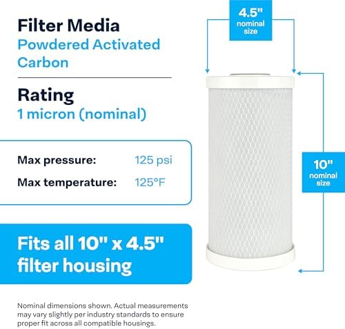 SpiroPure SP-CBC-BB 10x4.5 1 um Carbon Block Water Filter CB-45-1001 6 Pack - Image 3