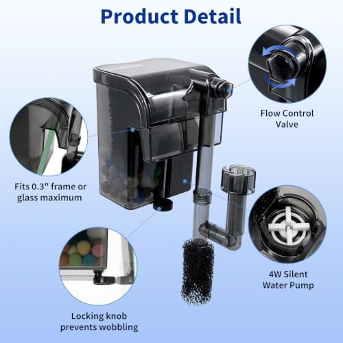 Small Aquarium Filter Up to 5 gallon Hang On Back Slim Fish Tank Filter - Image 5