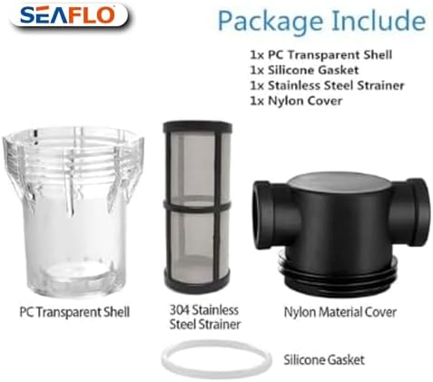 SEAFLO 1/2" Female NPT in-Line Strainer with 100 Mesh Stainless Steel Filter Screen – Clear Bowl for Easy Cleaning | Model SF-ST-12 (5-Pack) - Image 3