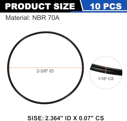 uxcell 10Pcs AS-036 NBR 70A O-Rings 2-3/8"ID x 1/16"CS/2.364"ID x 0.07"CS - Image 2