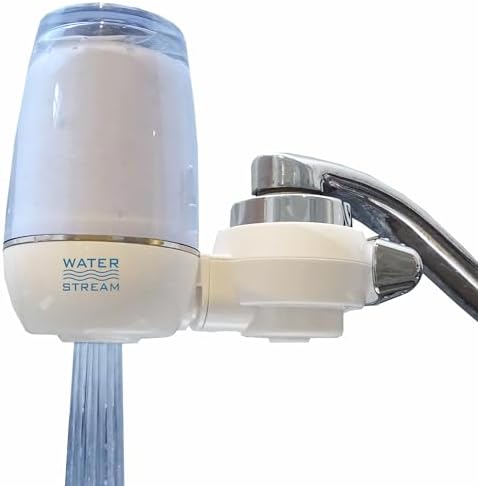 Water Stream by Little Luxury, Luxury Home Tap Water Filter, Ceramic & Carbon Filter (1 Filter Included), Reduces Lead, Chlorine & More, Fits Standard Faucets, Vertical Faucet Mount, Refreshing Water by LittleLuxury