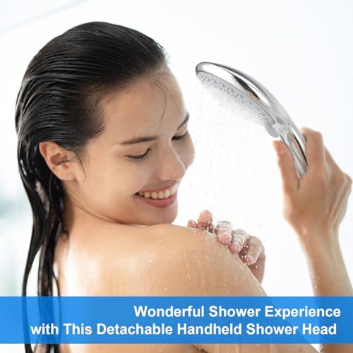 Detachable Handheld Shower Head with Hose - High pressure 5 Functions Showerheads Hand Held Shower Heads,Extra Long 4.7 ft. Stainless Steel Hose and Holder - Image 7