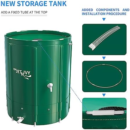 Rain Barrel Anti-Collapse Collapsible Rainwater Collection System,Portable Water Storage Tank,Garden Water Catcher(265G) - Image 3