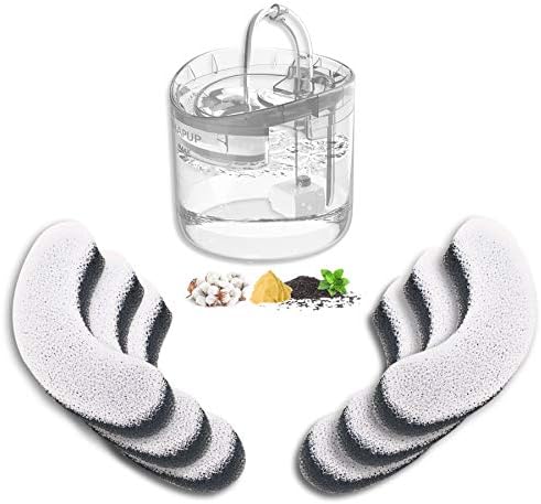 Cat Water Fountain Filter Replacement 6pcs Cat Fountain Filter Arc-shaped Washable Pet Fountain Filters with Triple Filtration System Activated Carbon for 1.8L HAPUP Dog Water Fountain by HAPUP