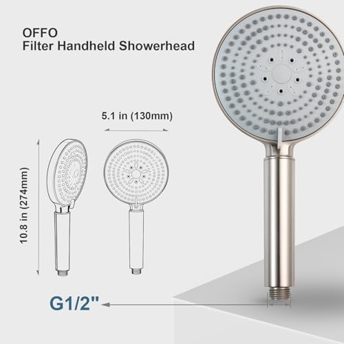 OFFO Handheld Shower Head with Filter, 20 Stage Shower Head with Filters for Hard Water, 6 Modes High Pressure Shower Head to Remove Chlorine, Brushed Nickel - Image 5