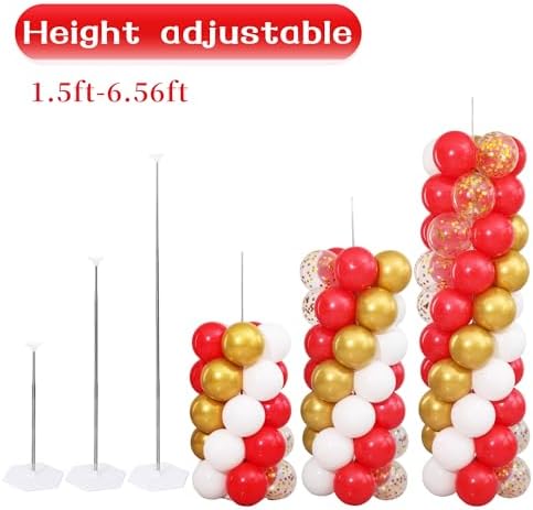 Red and Gold Balloon Column Stand Kit Set of 2 for Floor - Image 4