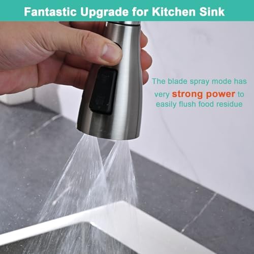 Metal Kitchen Faucet Head Replacement, 3-Function Pull Down Spray Head for Kitchen Faucet, High Pressure Sink Spray Nozzle with 9 Adapters Compatible with American Standard, Brushed Nickel - Image 6