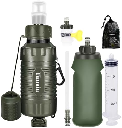 Timain Portable Personal Water Filter Straw Water Filter Survival Gear for Emergency Preparedness, Outdoor Activities, Travel, Camping, Hiking, Fishing, Hunting by TIMAIN