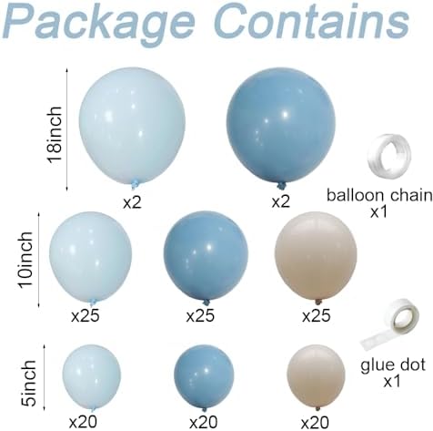 Dusty Blue White Sand Balloon Arch Garland Kit 141pcs Slate Fog Baby Blue Sand White Beige Cream Balloons for Boy Girl Birthday Bear Theme Baby Shower Gender Reveal Bridal Wedding Party Decorations - Image 3