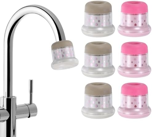 M METERXITY 6-Pack Mushroom Shaped Faucet Water Filter, Brown/Pink by MMETERXITY