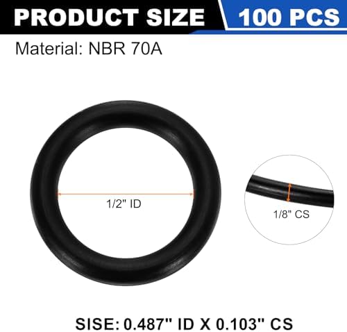 uxcell 100Pcs AS-112 NBR 70A O-Rings 1/2"ID x 3/32"CS/0.487"ID x 0.103"CS - Image 2